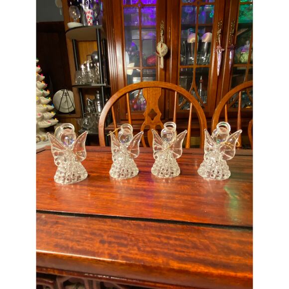 VTG Hong Kong Set of 4 Plastic "crystal" Angel Christmas Ornaments 2.5 in tall - Picture 7 of 14